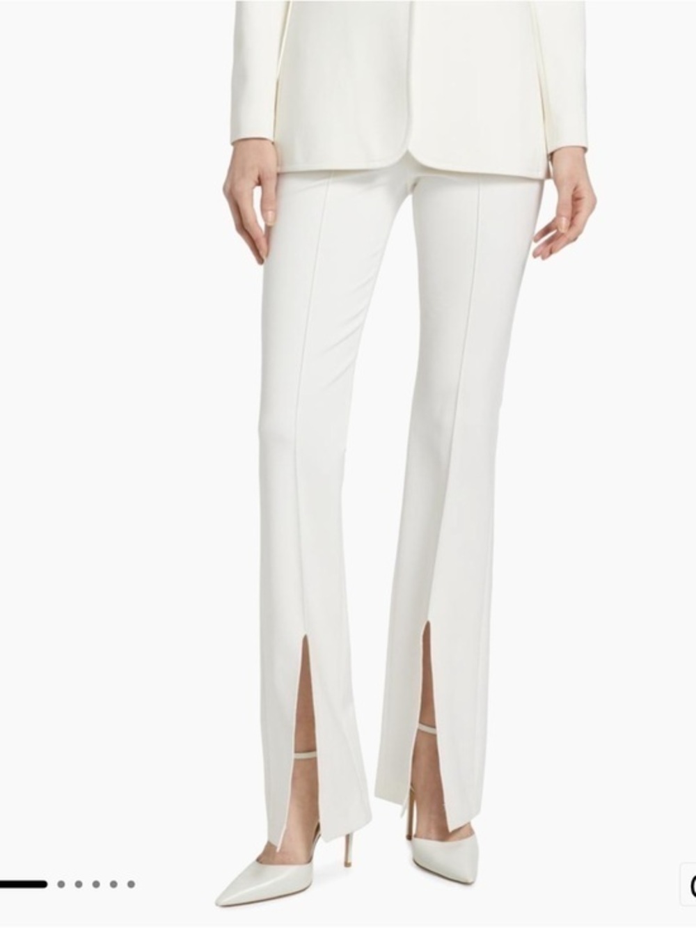 Alice + Olivia Emiko Off-White Front-Slit Flare Pants Size 0